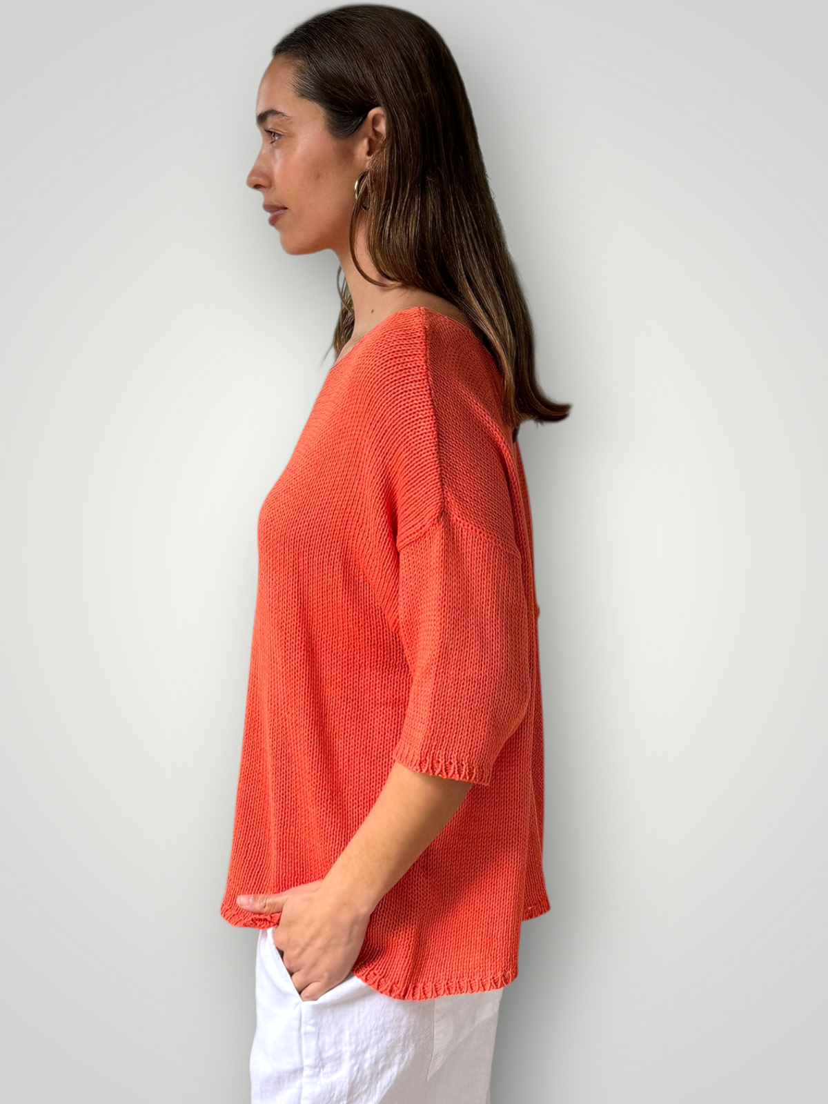 alex top - orange cotton knit Apparel