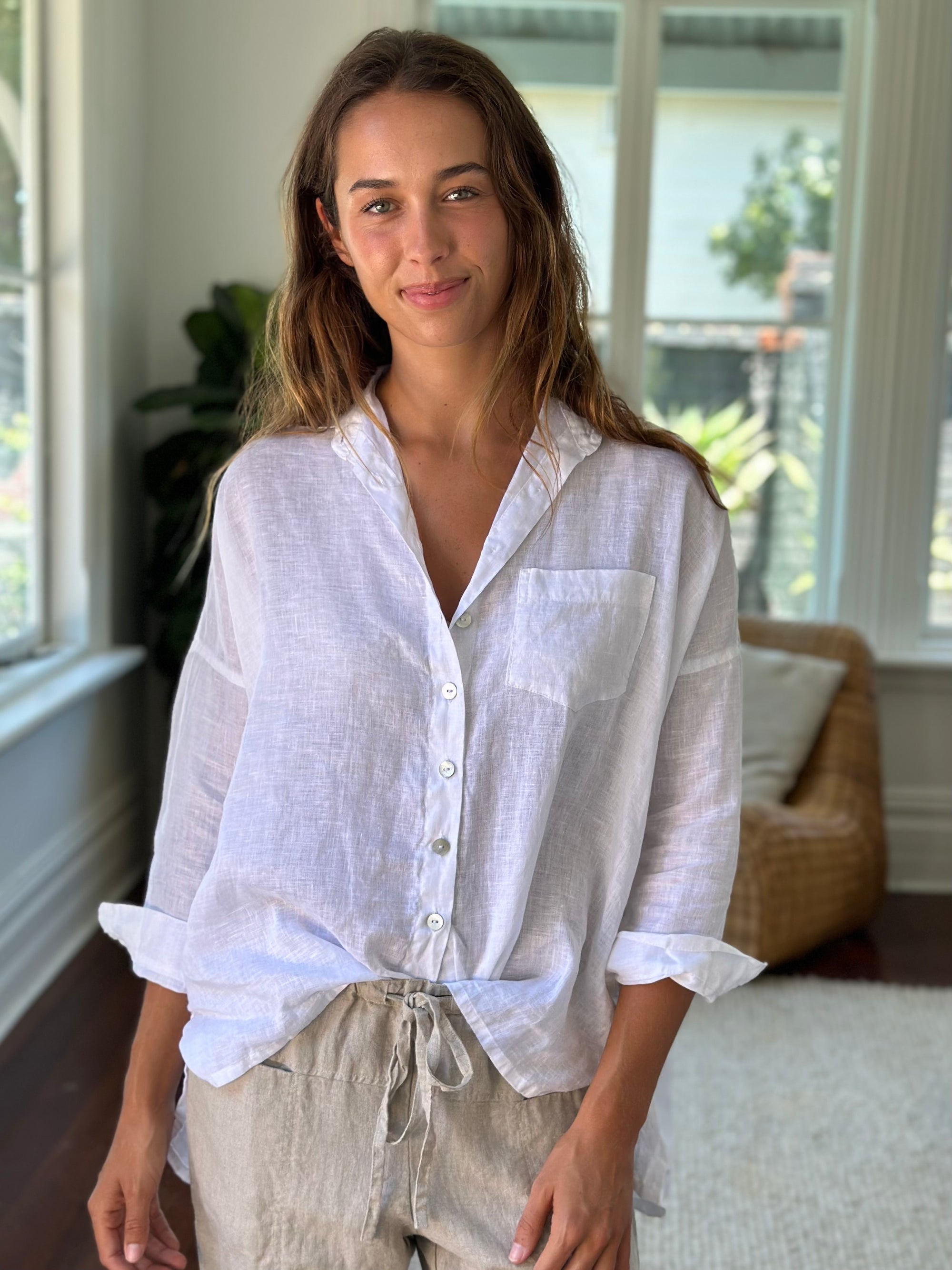 rosie shirt - white linen Apparel  