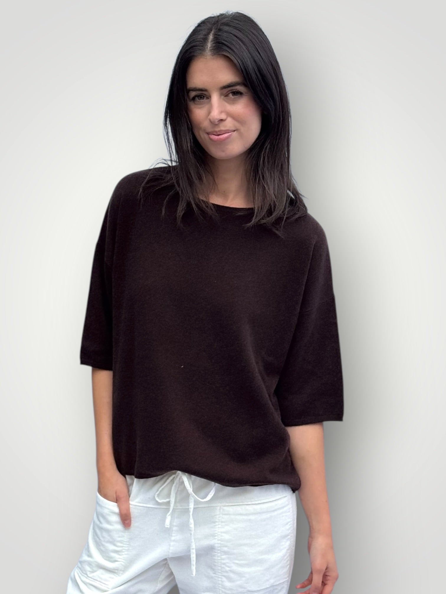 alexia cashmere top-chocolate General