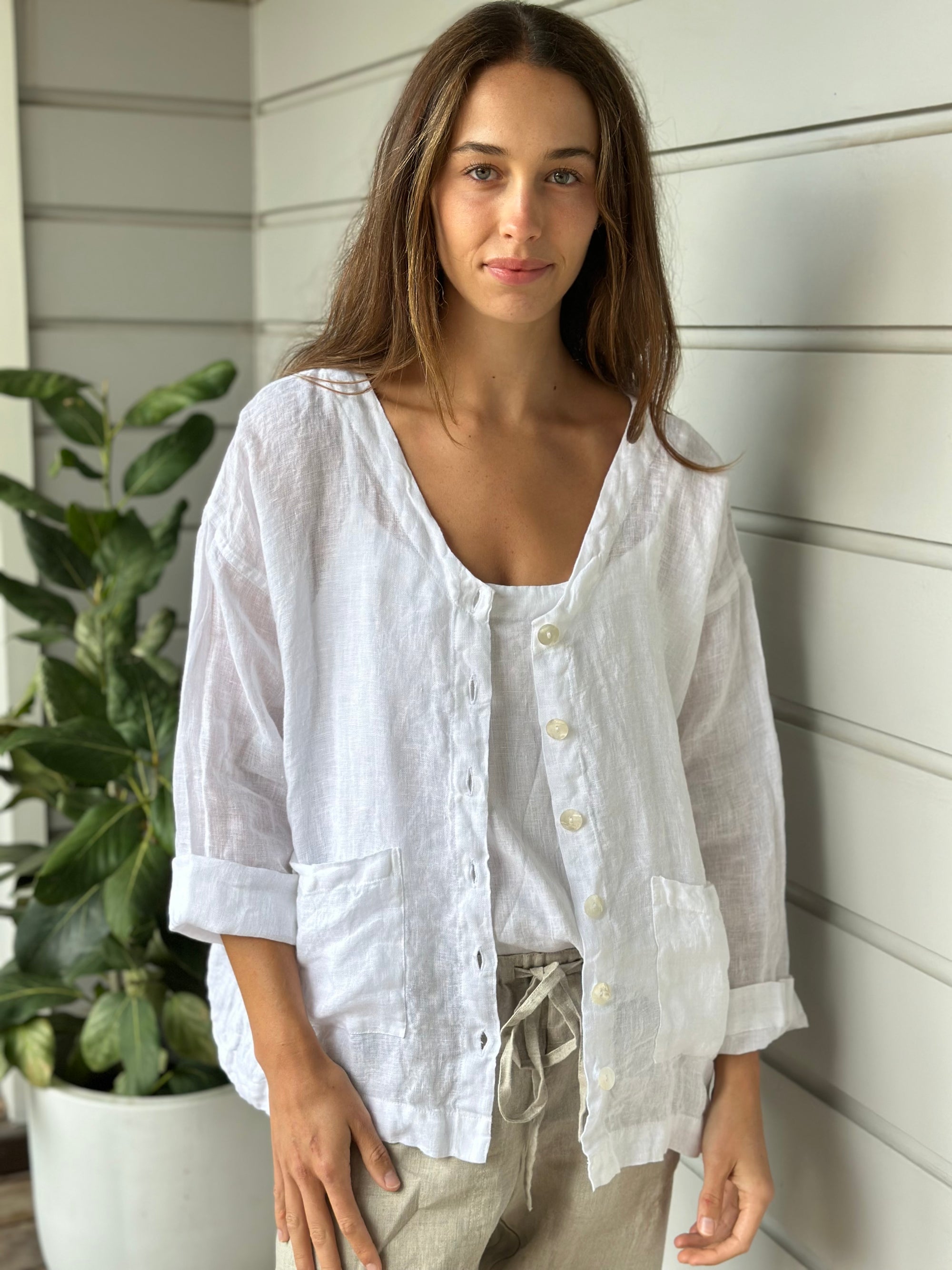 jamie jacket - white linen gauze Apparel  