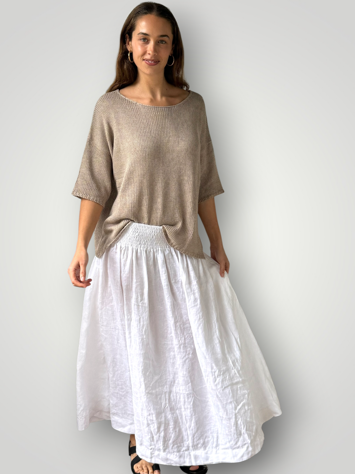 lulu skirt -white linen Apparel