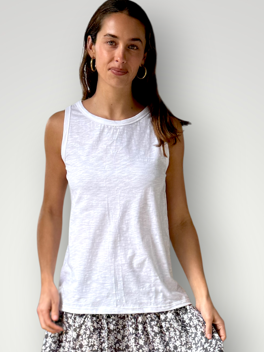 vera tank - white cotton Apparel