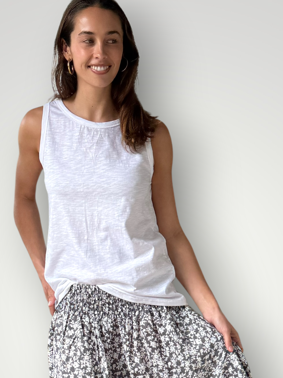 vera tank - white cotton Apparel