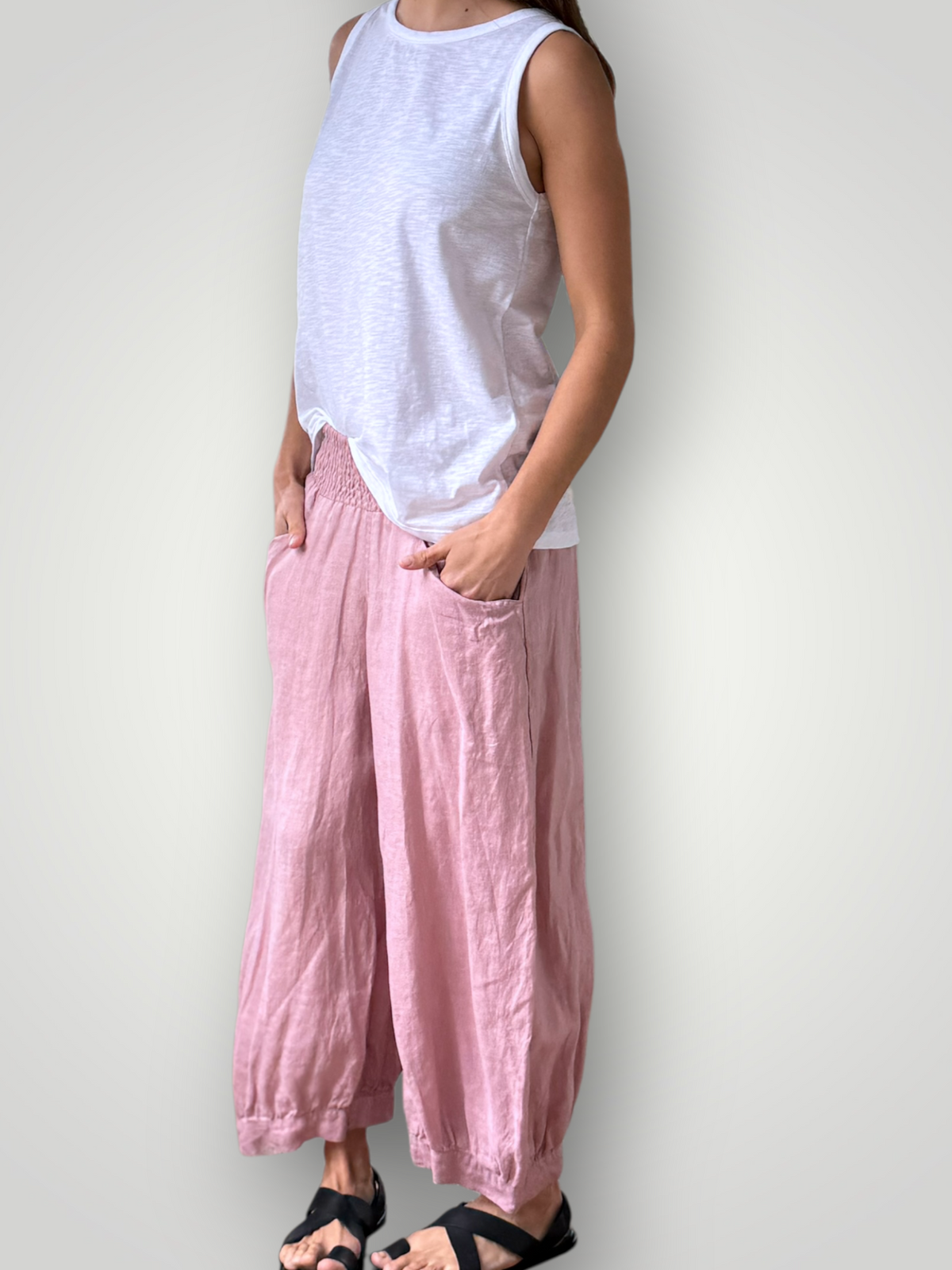jackie pants - dusty rose linen Apparel
