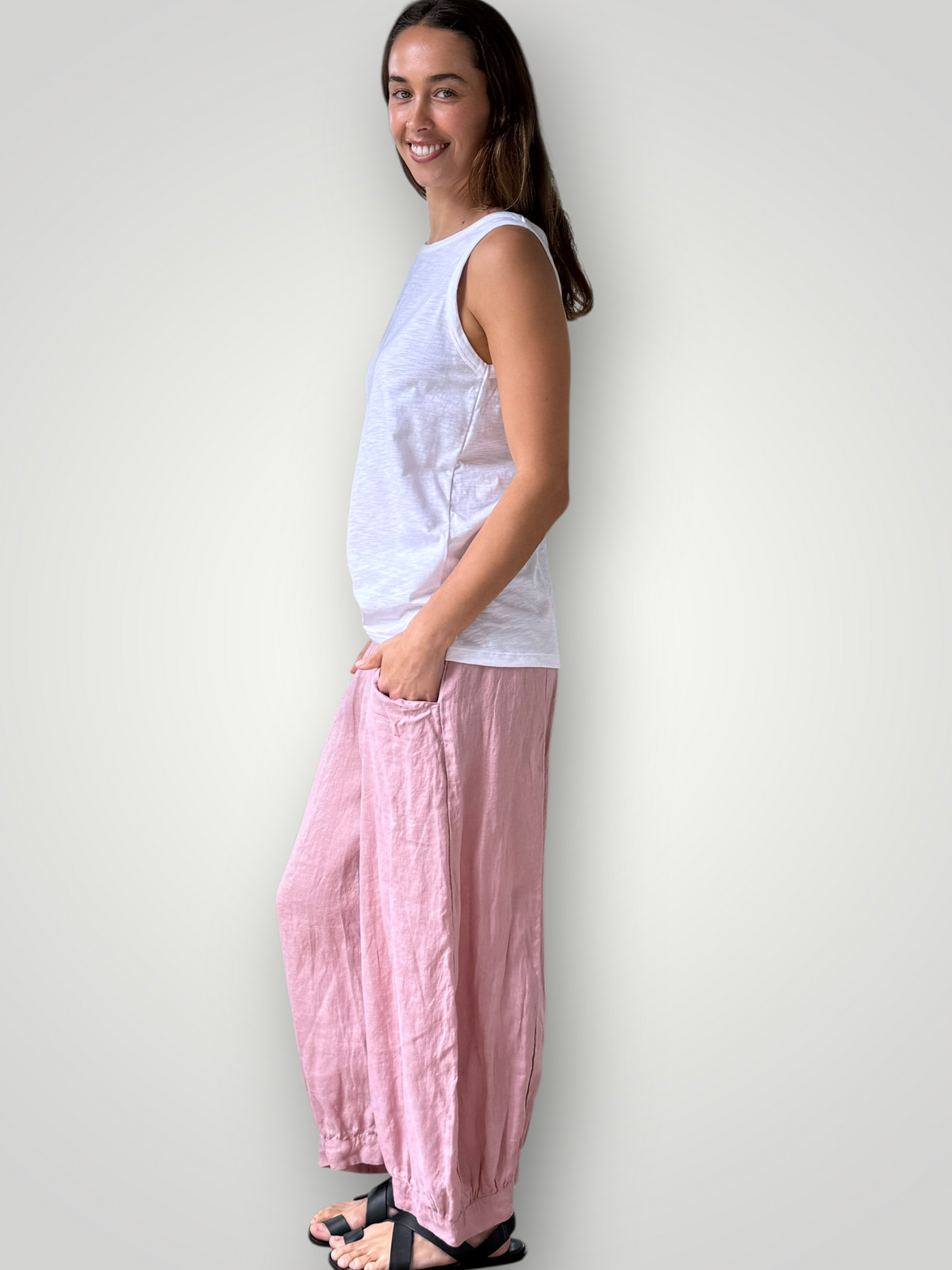jackie pants - dusty rose linen Apparel