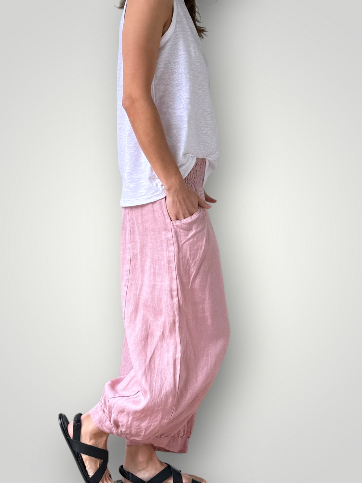 jackie pants - dusty rose linen Apparel