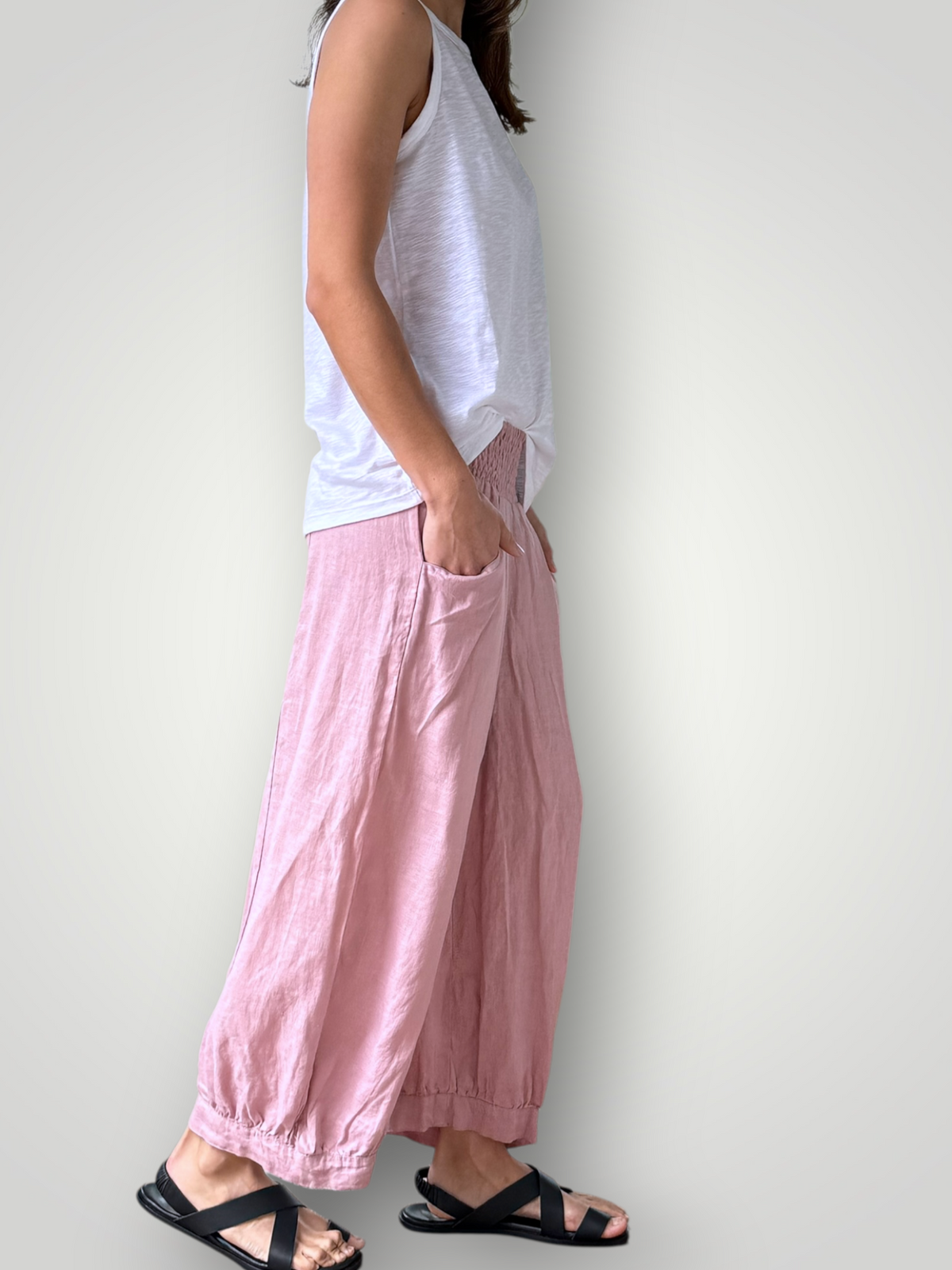 jackie pants - dusty rose linen Apparel