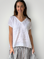ellie top v neck-white linen Apparel