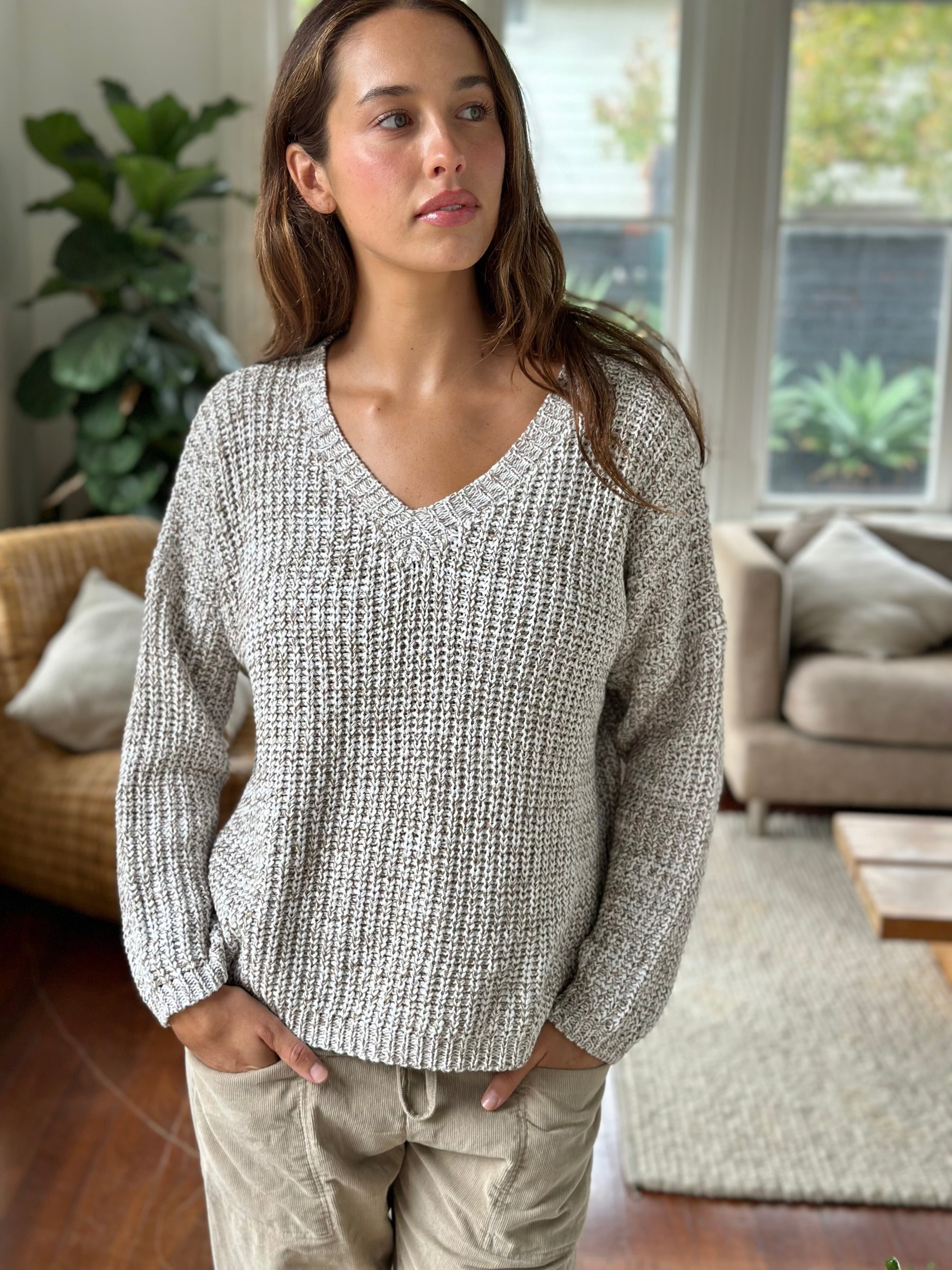 jasper cotton knit - natural fleck Apparel  