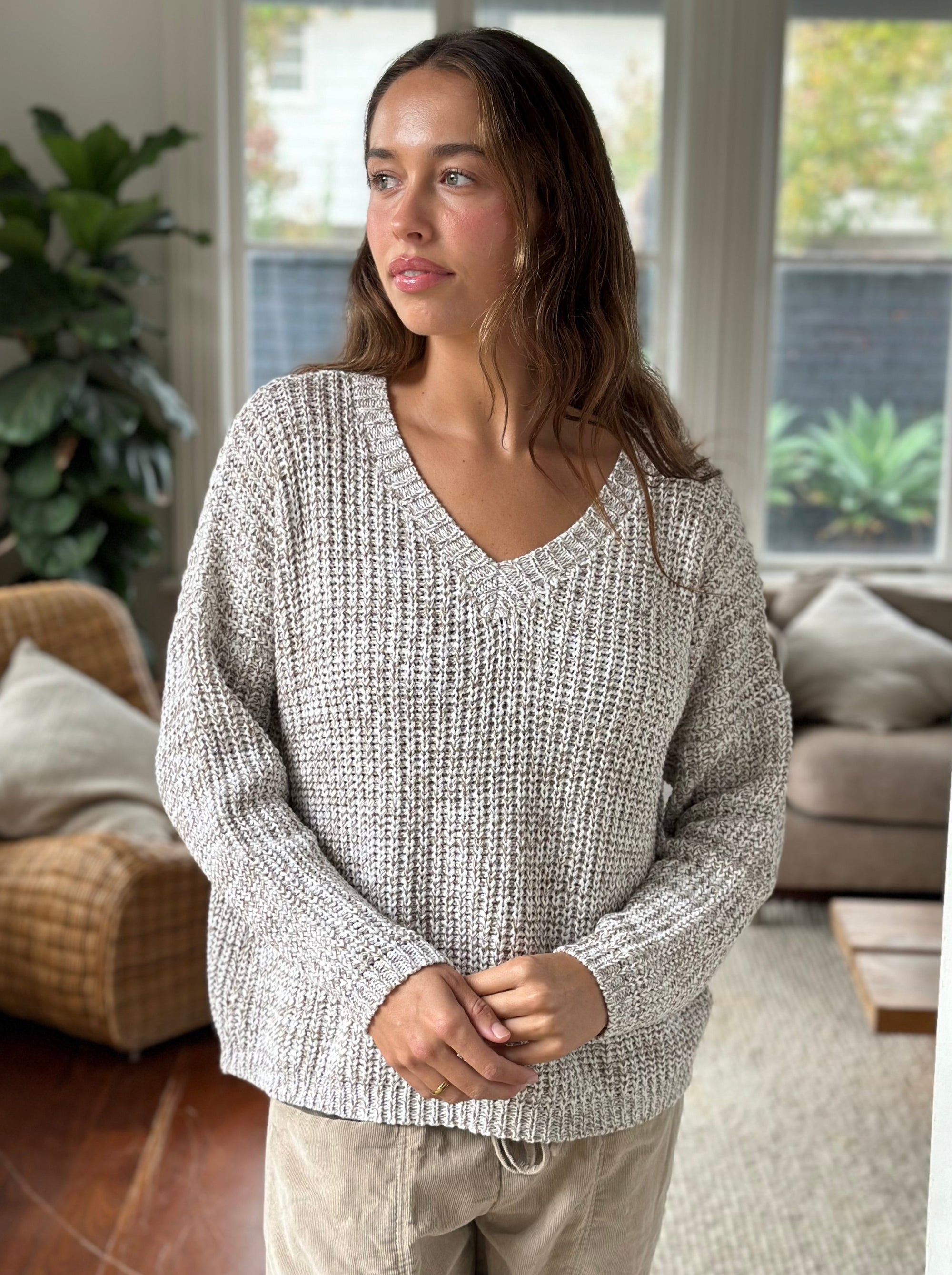 jasper cotton knit - natural fleck Apparel  