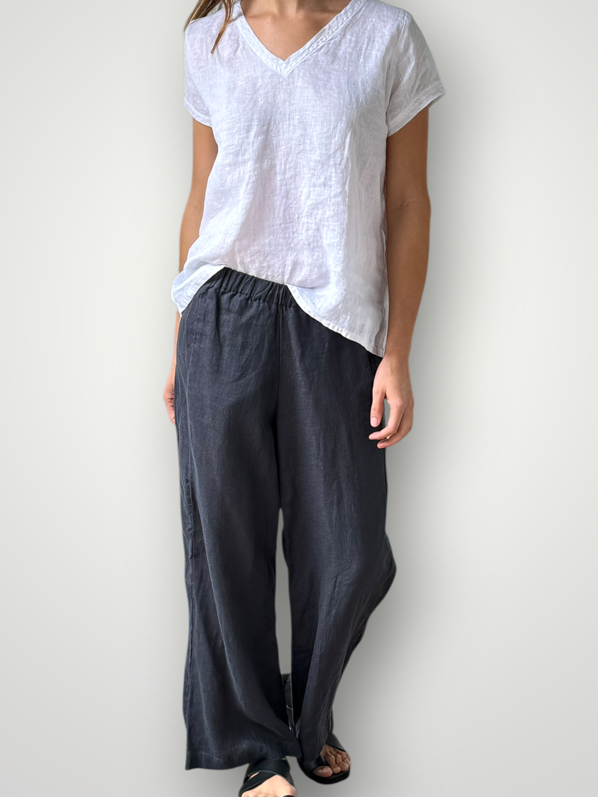georgia pants- charcoal linen