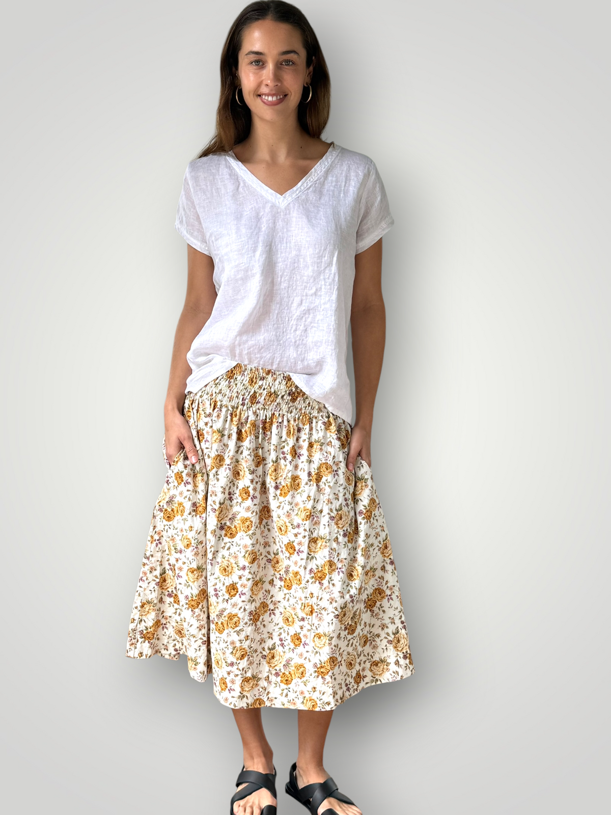 lola skirt - caramel roses cotton Apparel