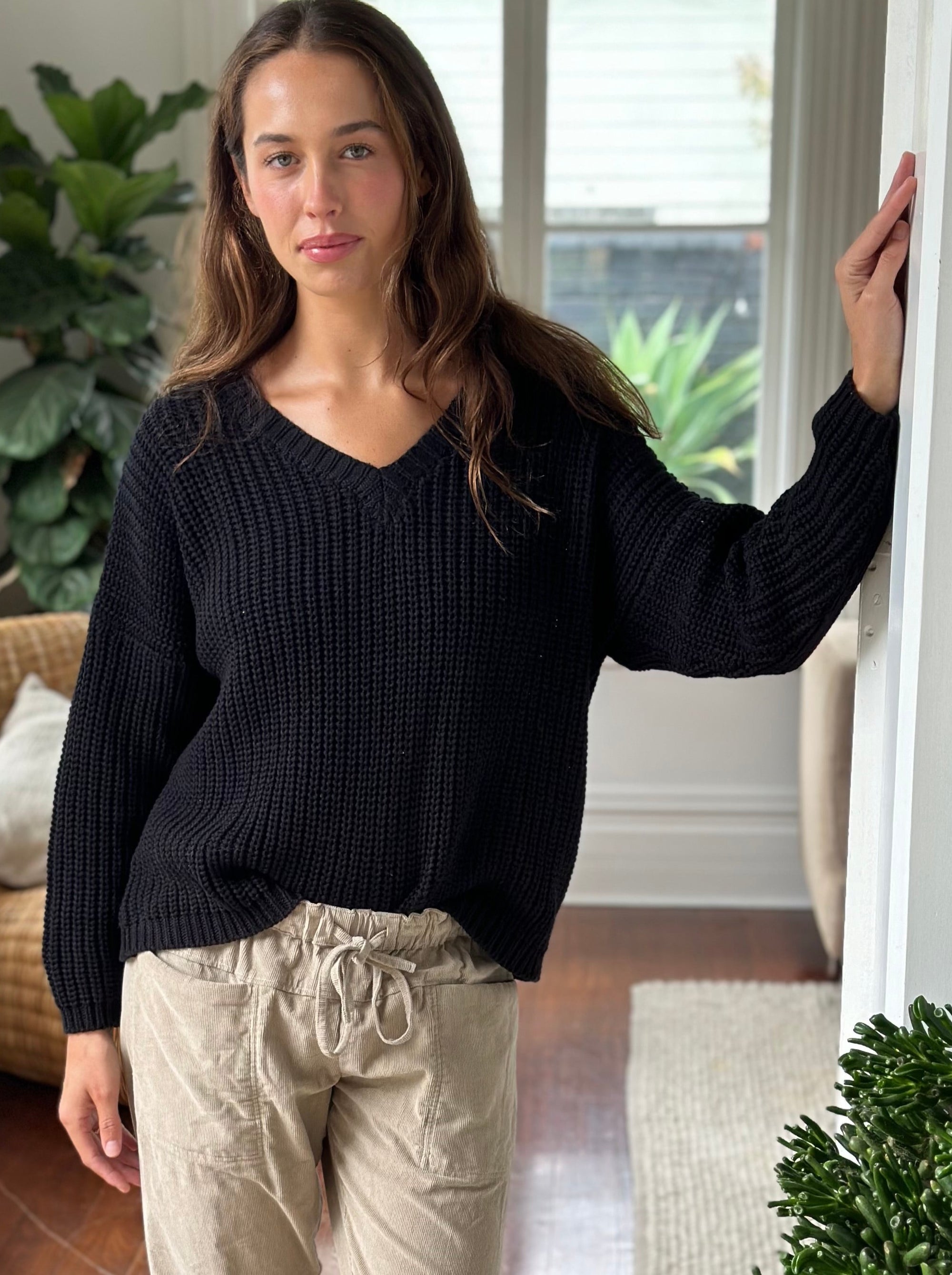jasper cotton rib knit - black Apparel