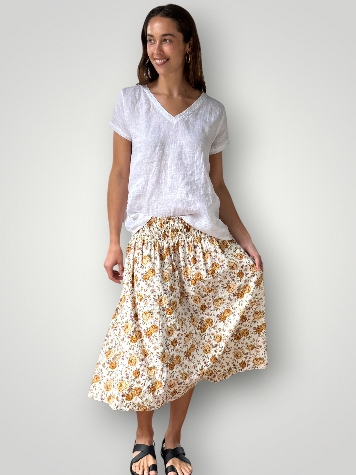 lola skirt - caramel roses cotton Apparel