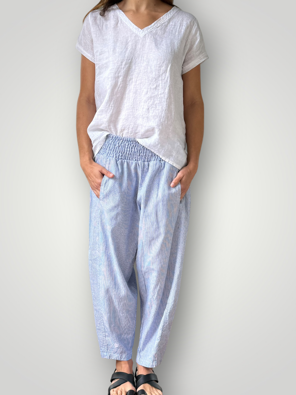 frankie pant - fine denim stripe Apparel