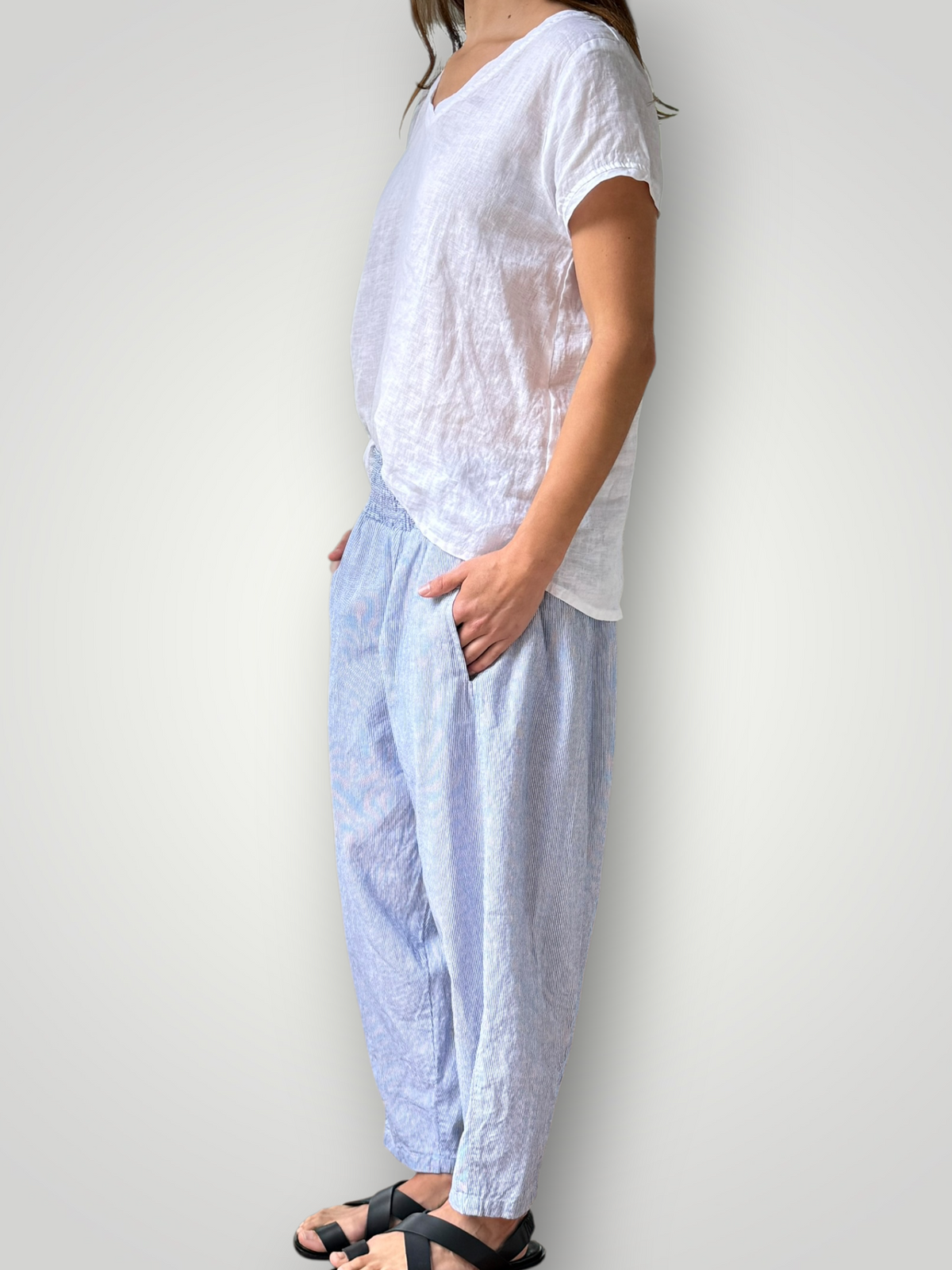 frankie pant - fine denim stripe Apparel