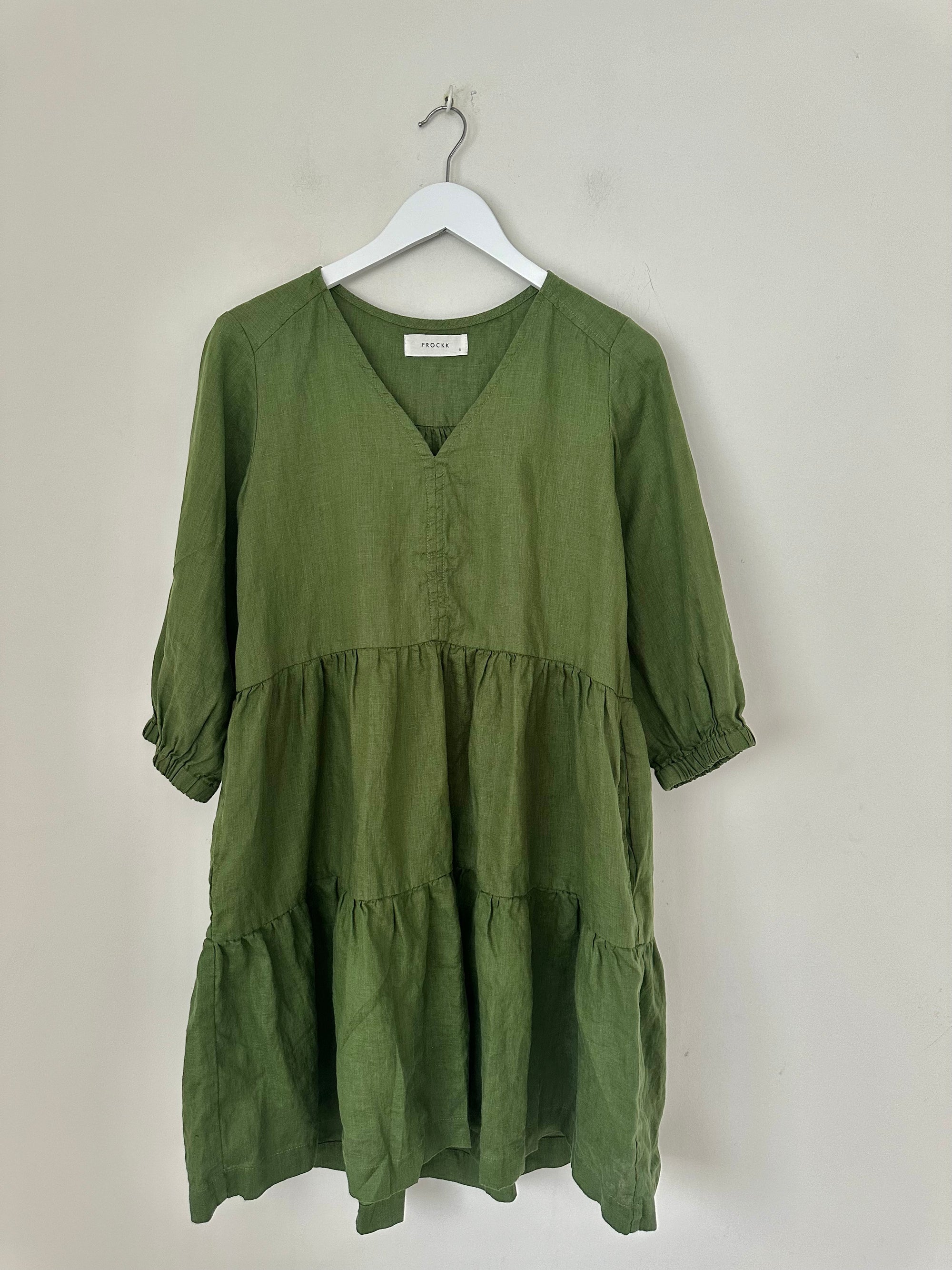 payton dress - moss linen dress  