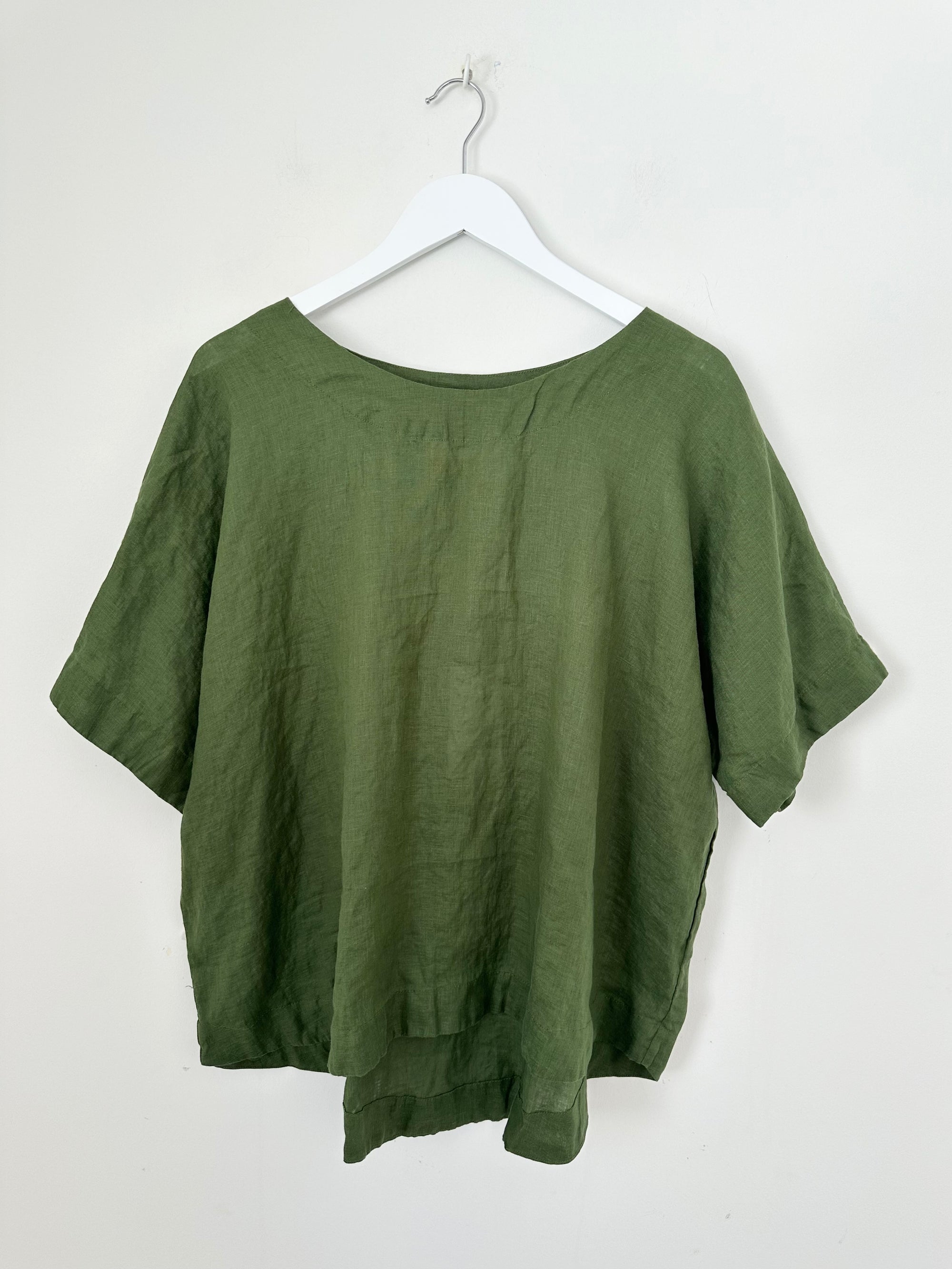 mia top - moss linen Apparel