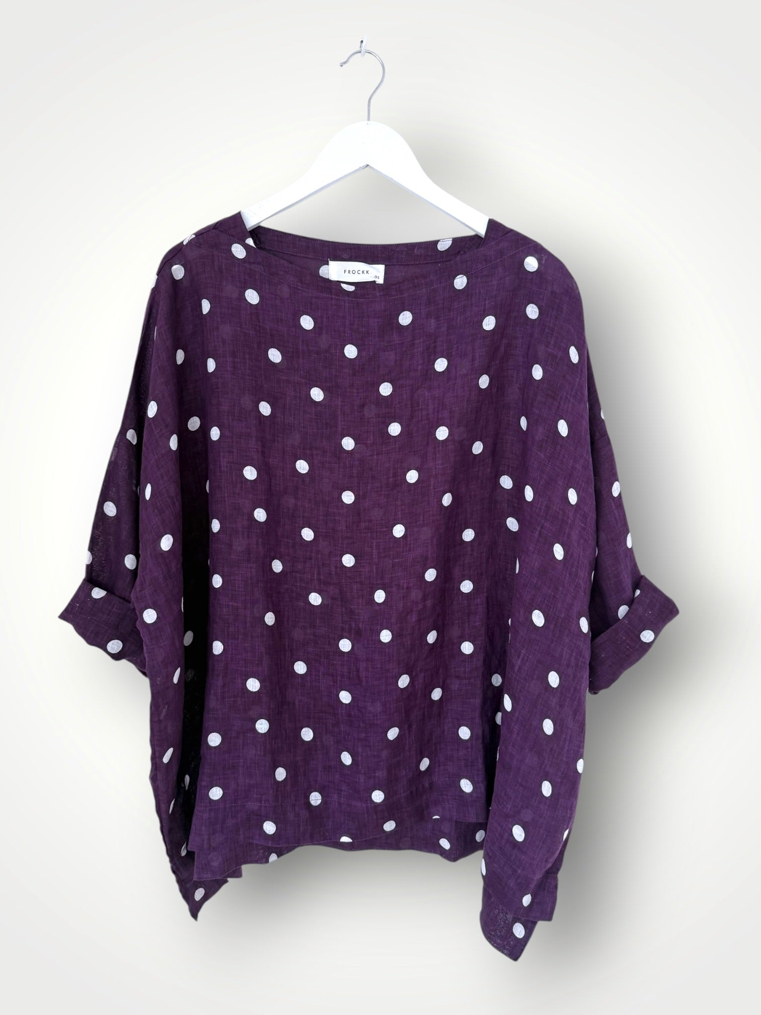 avril top - eggplant spot linen Apparel