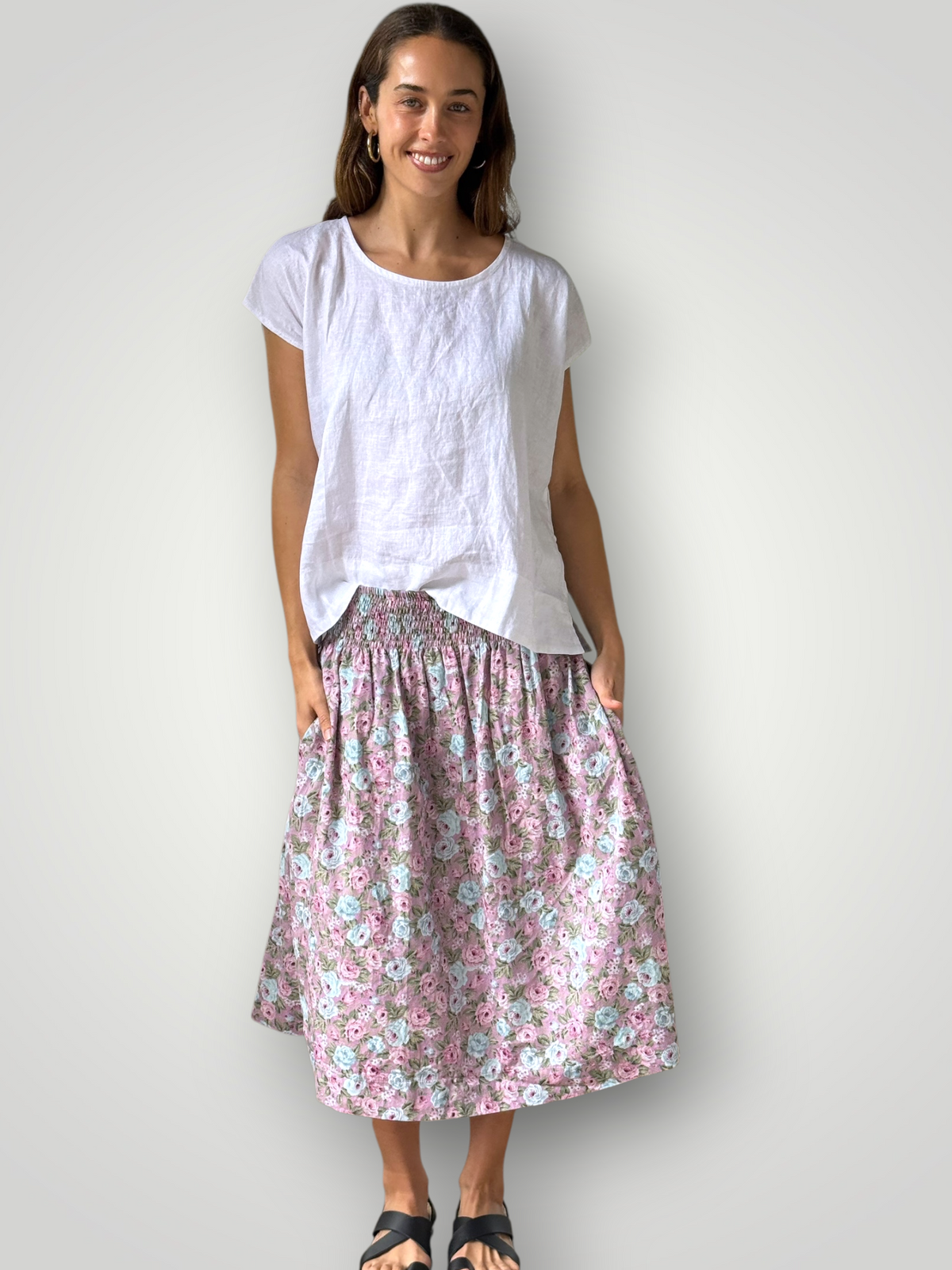 lola skirt - bouquet flower cotton Apparel