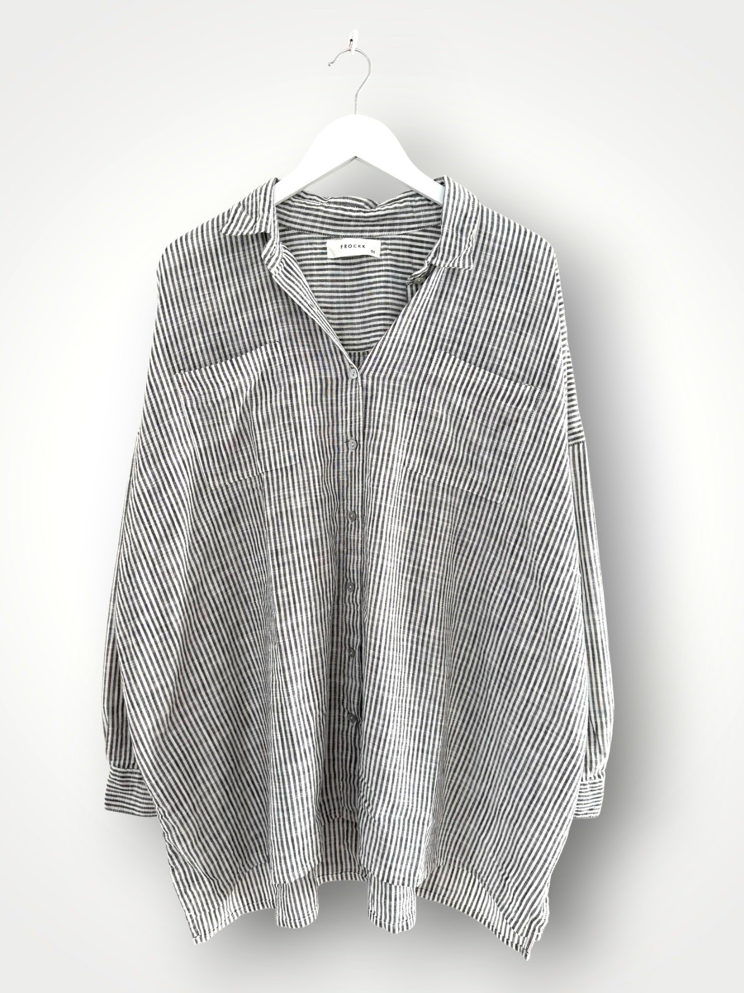 aiden oversized shirt -charcoal stripe Apparel