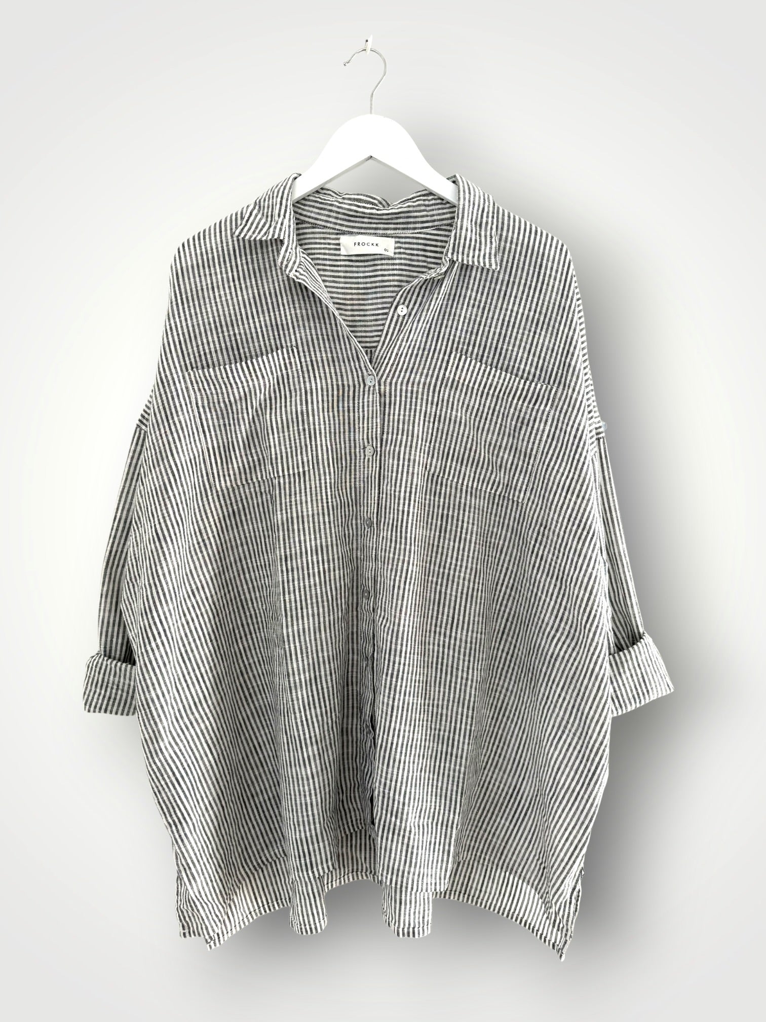 aiden oversized shirt -charcoal stripe Apparel