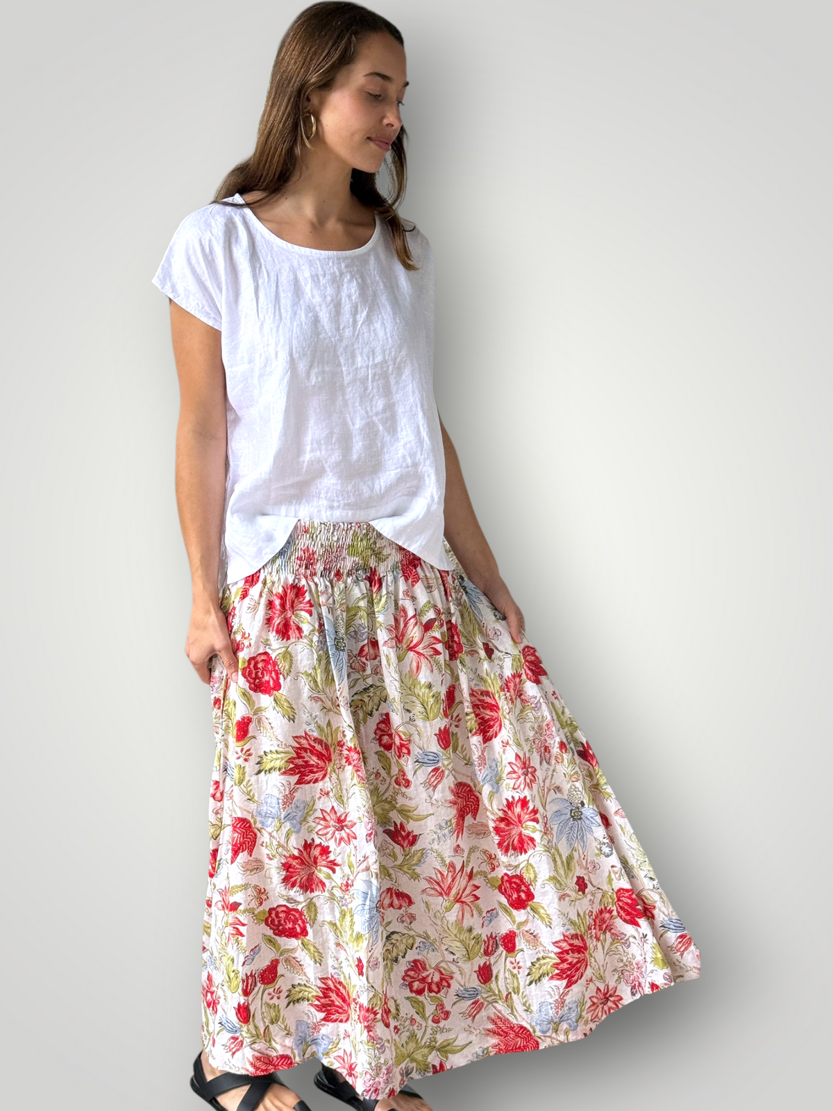 lulu skirt - summer flower linen Apparel