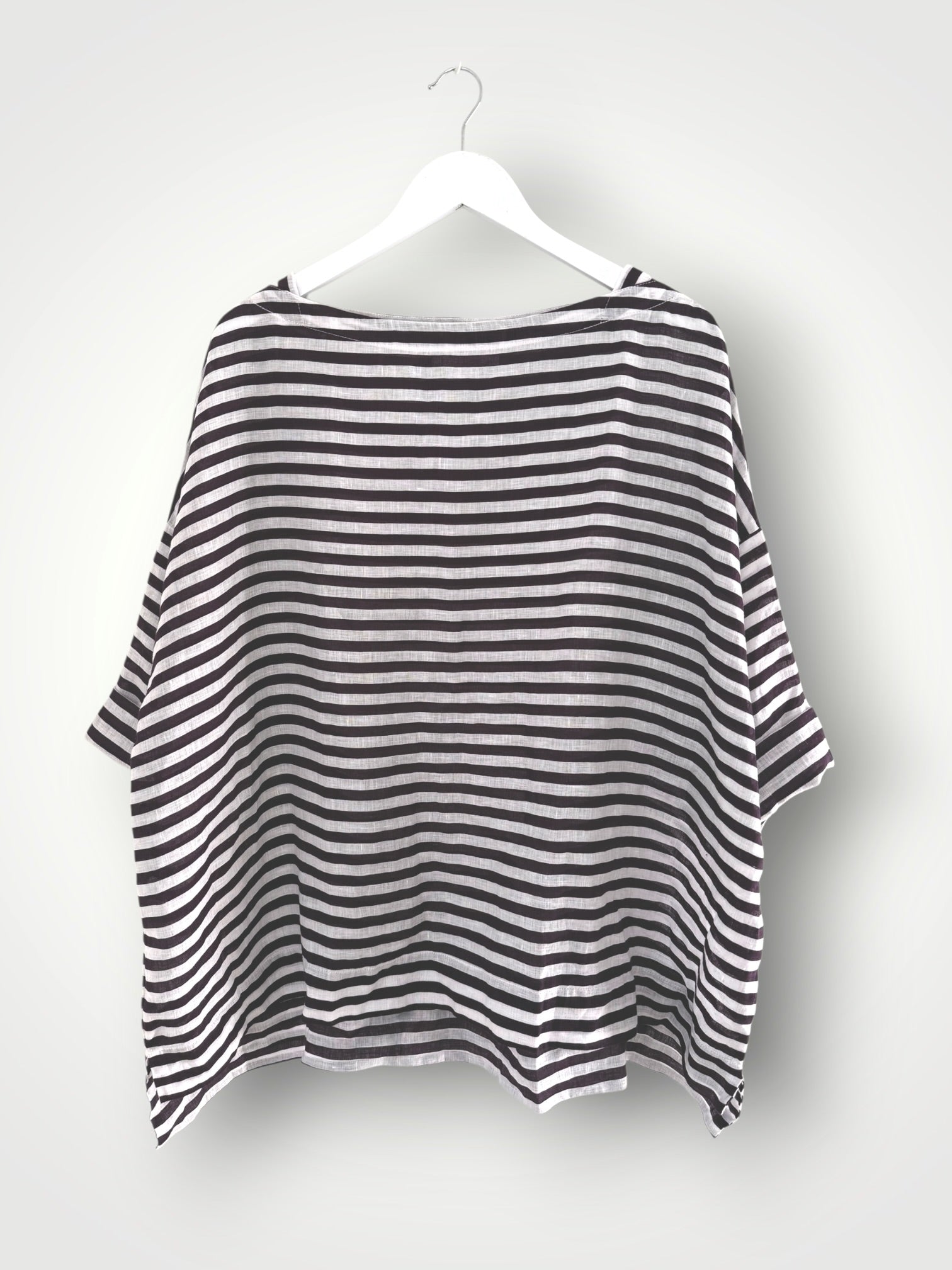 avril top - eggplant stripe linen Apparel