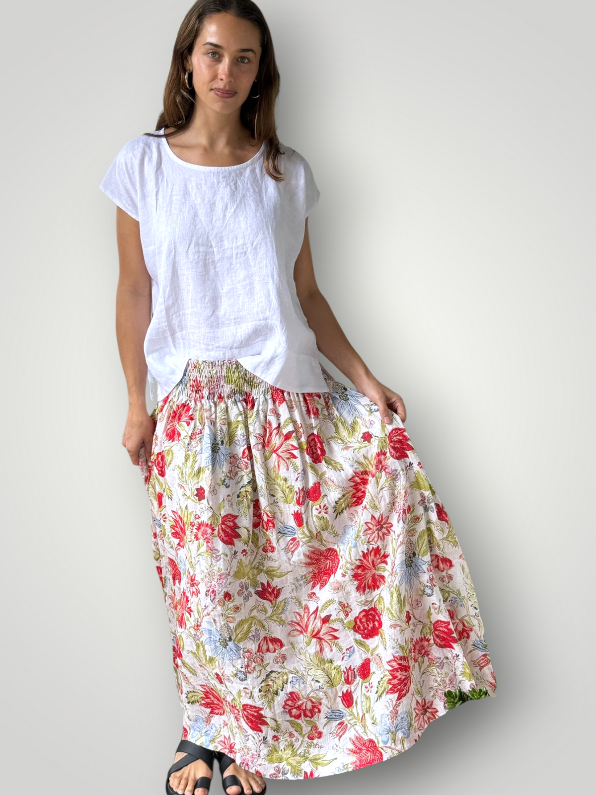 lulu skirt - summer flower linen Apparel