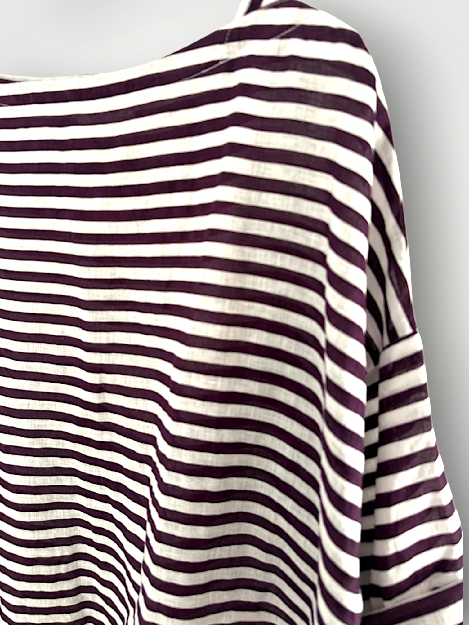 avril top - eggplant stripe linen Apparel