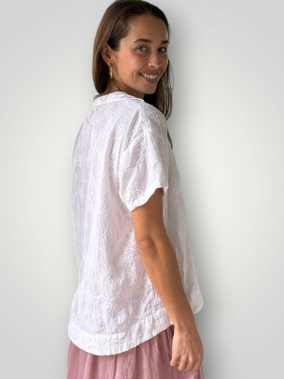 celia top -white cotton embroidery Apparel