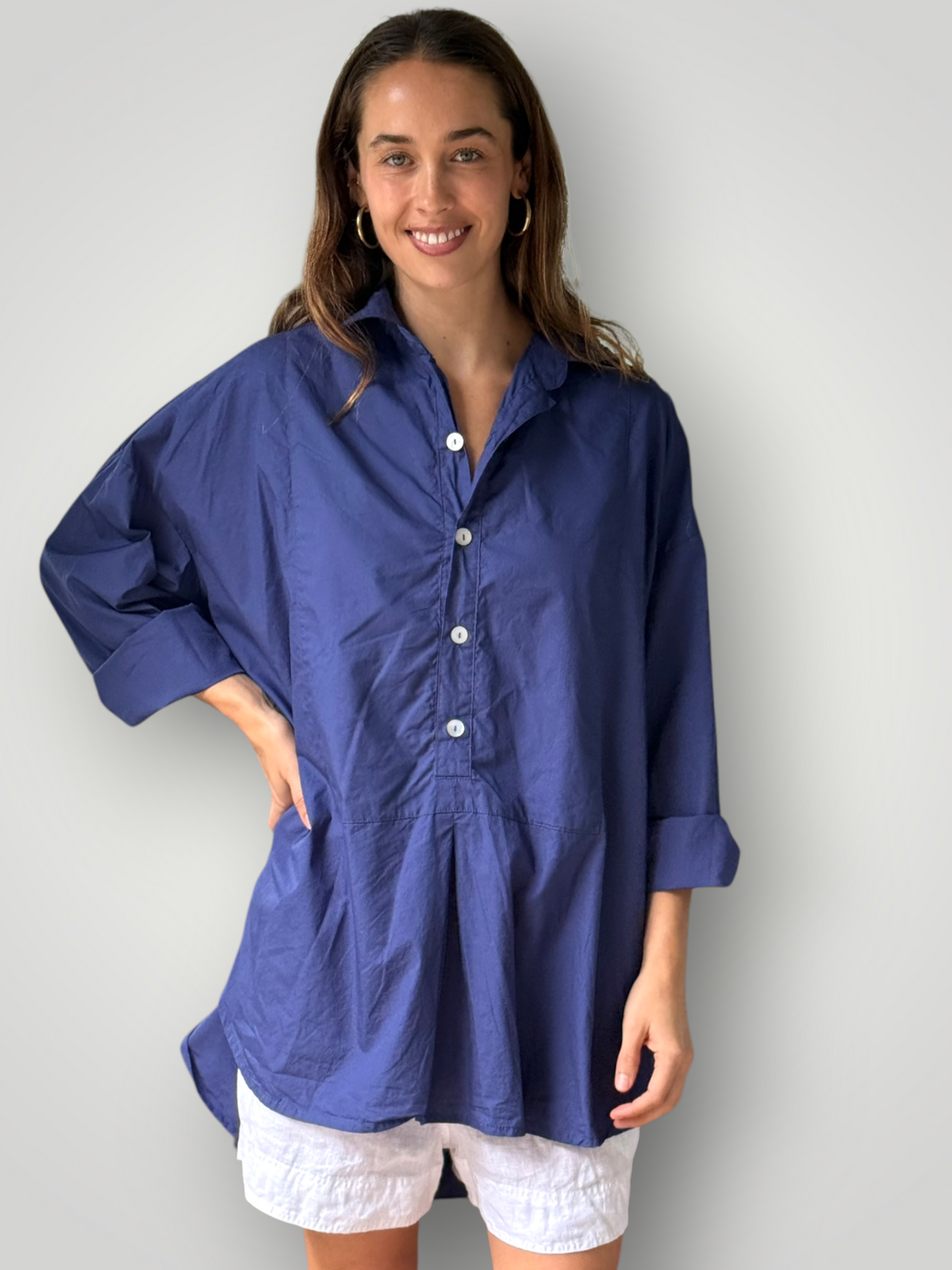megan shirt - blue dusk cotton Apparel