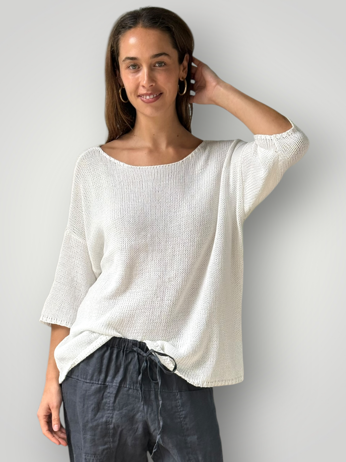 alex knit - summer white cotton Apparel