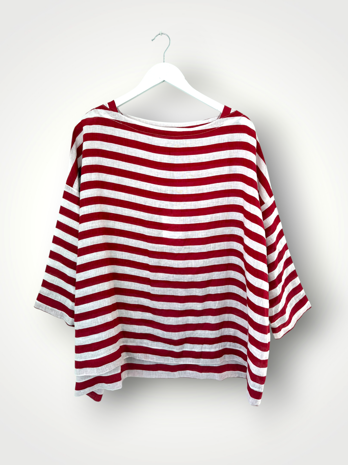 avril top - red stripe linen
