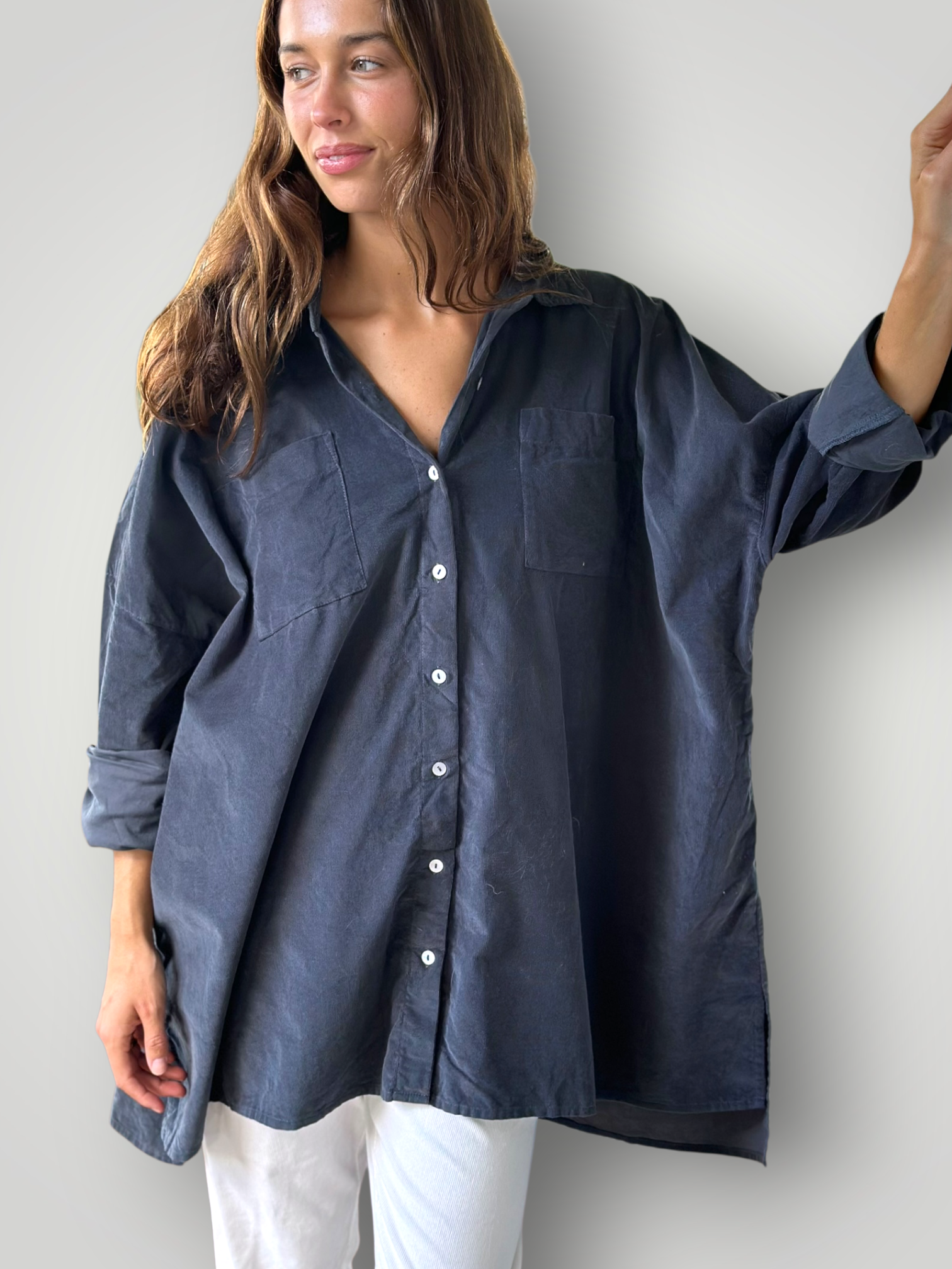 aiden oversized shirt -charcoal PREORDER