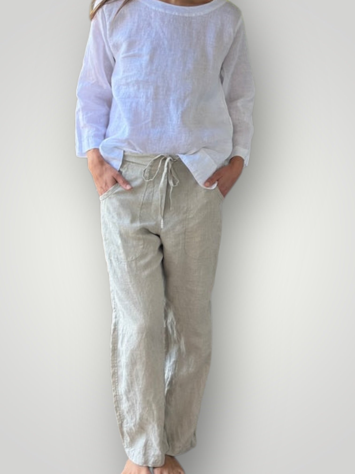 fleur straight leg pants - natural linen Apparel