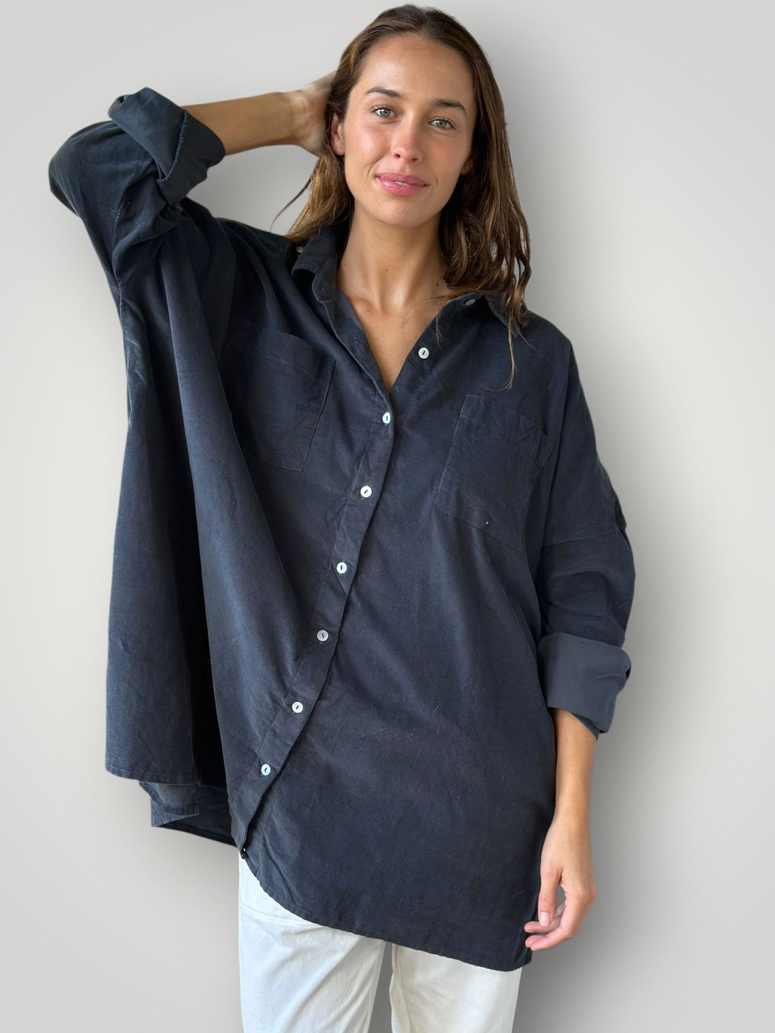 aiden oversized shirt -charcoal PREORDER