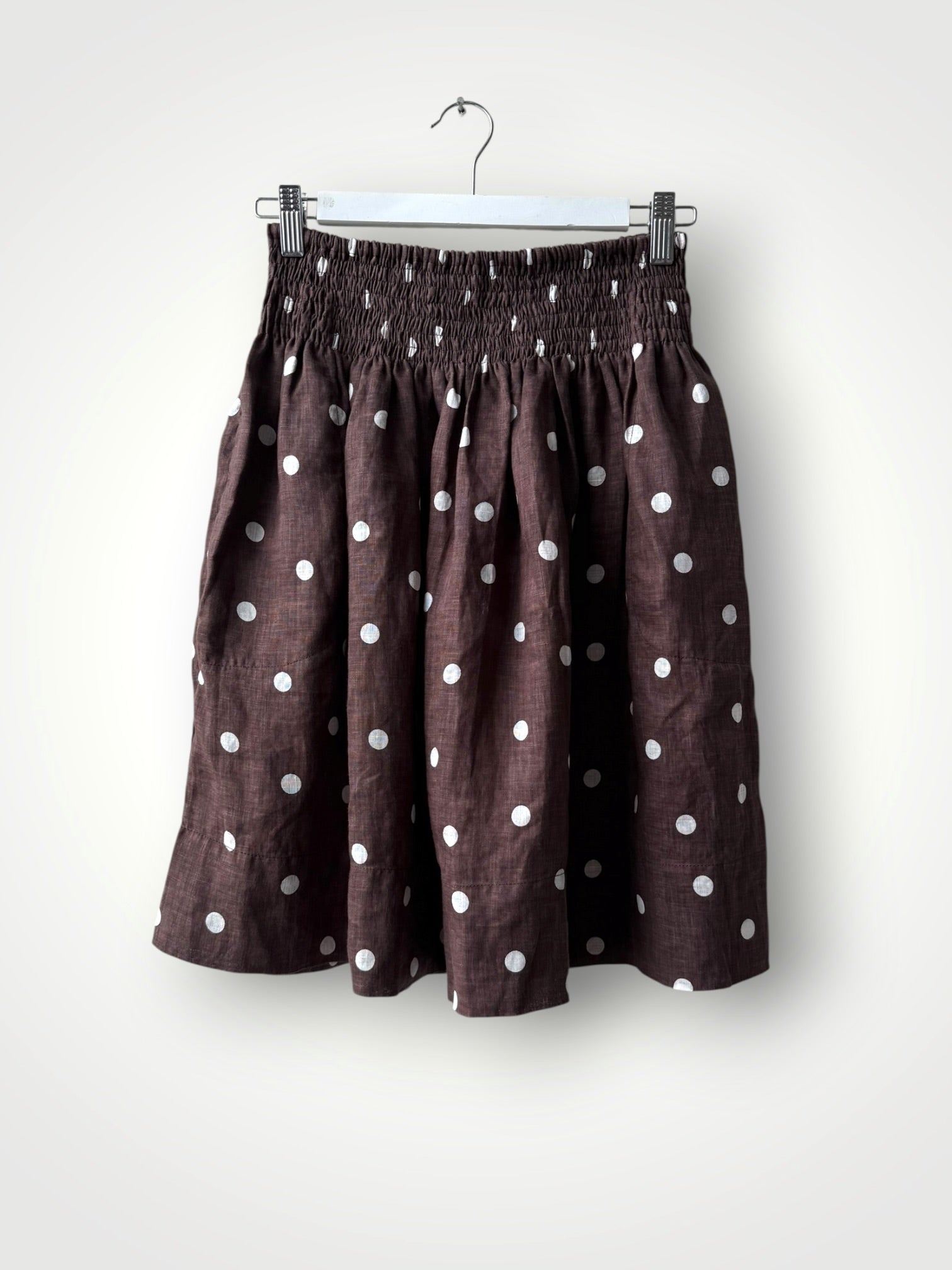 zoe skirt - small chocolate spot linen Apparel