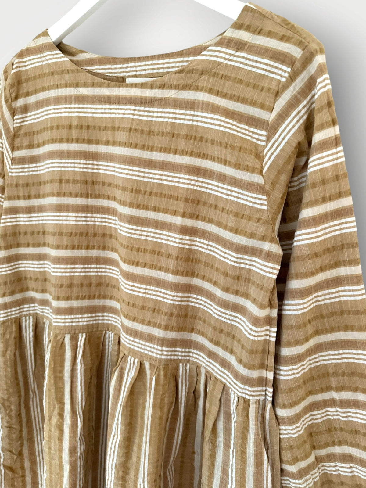 april dress - caramel stripe cotton Apparel