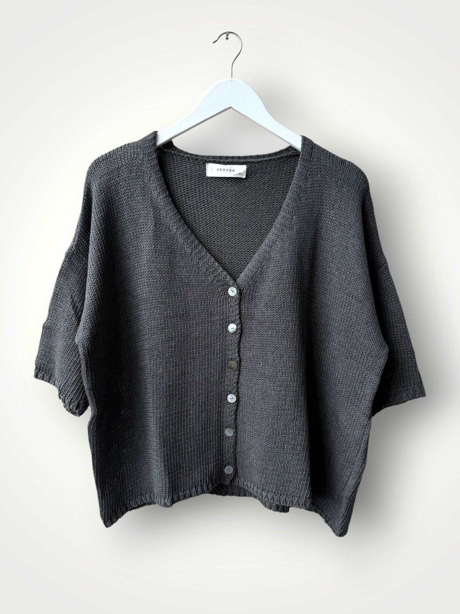 alex cotton knit cardi-slate Apparel