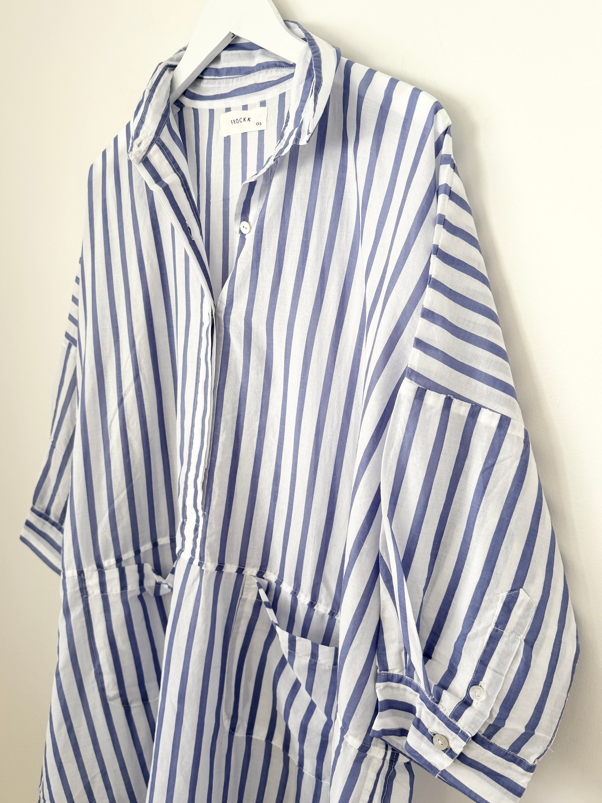beach dress - cornflower stripe cotton General