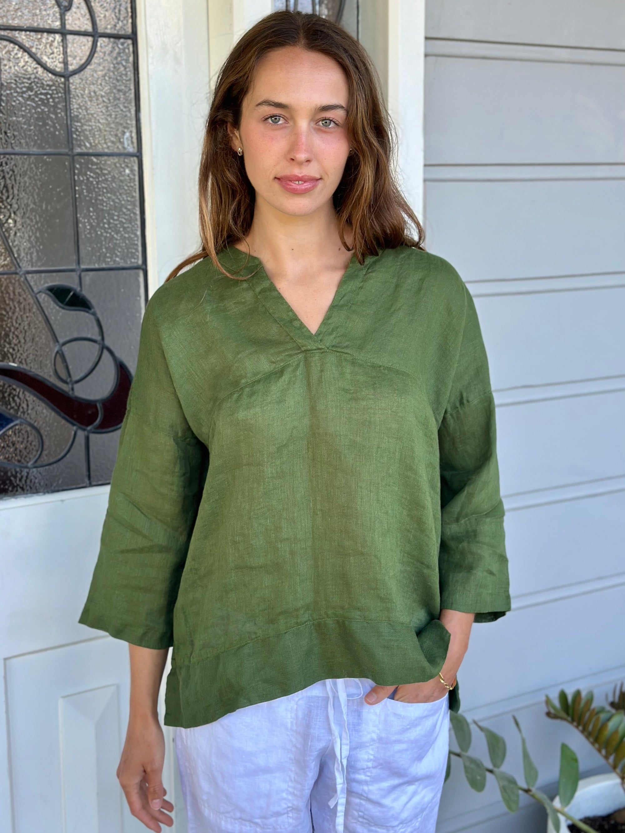 francis top - moss linen gauze Apparel