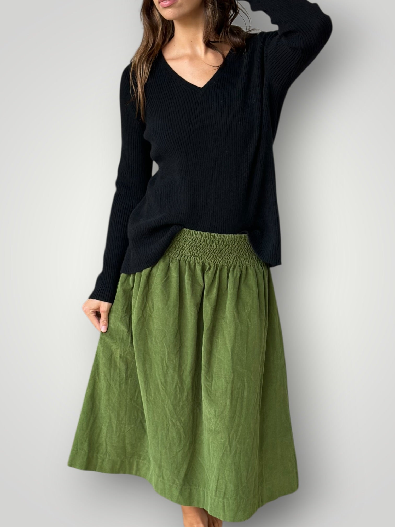 lola skirt-olive cord Apparel