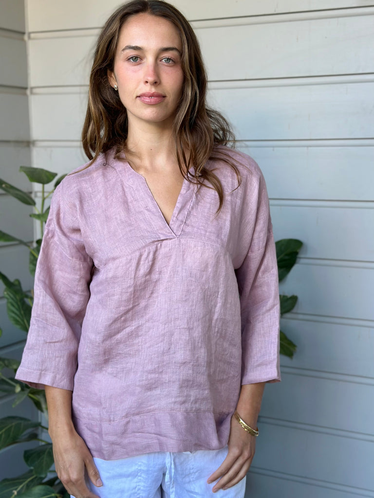 francis top - dusty rose linen gauze Apparel