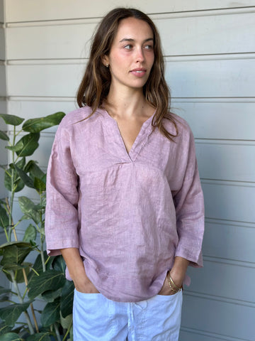 francis top - dusty rose linen gauze Apparel