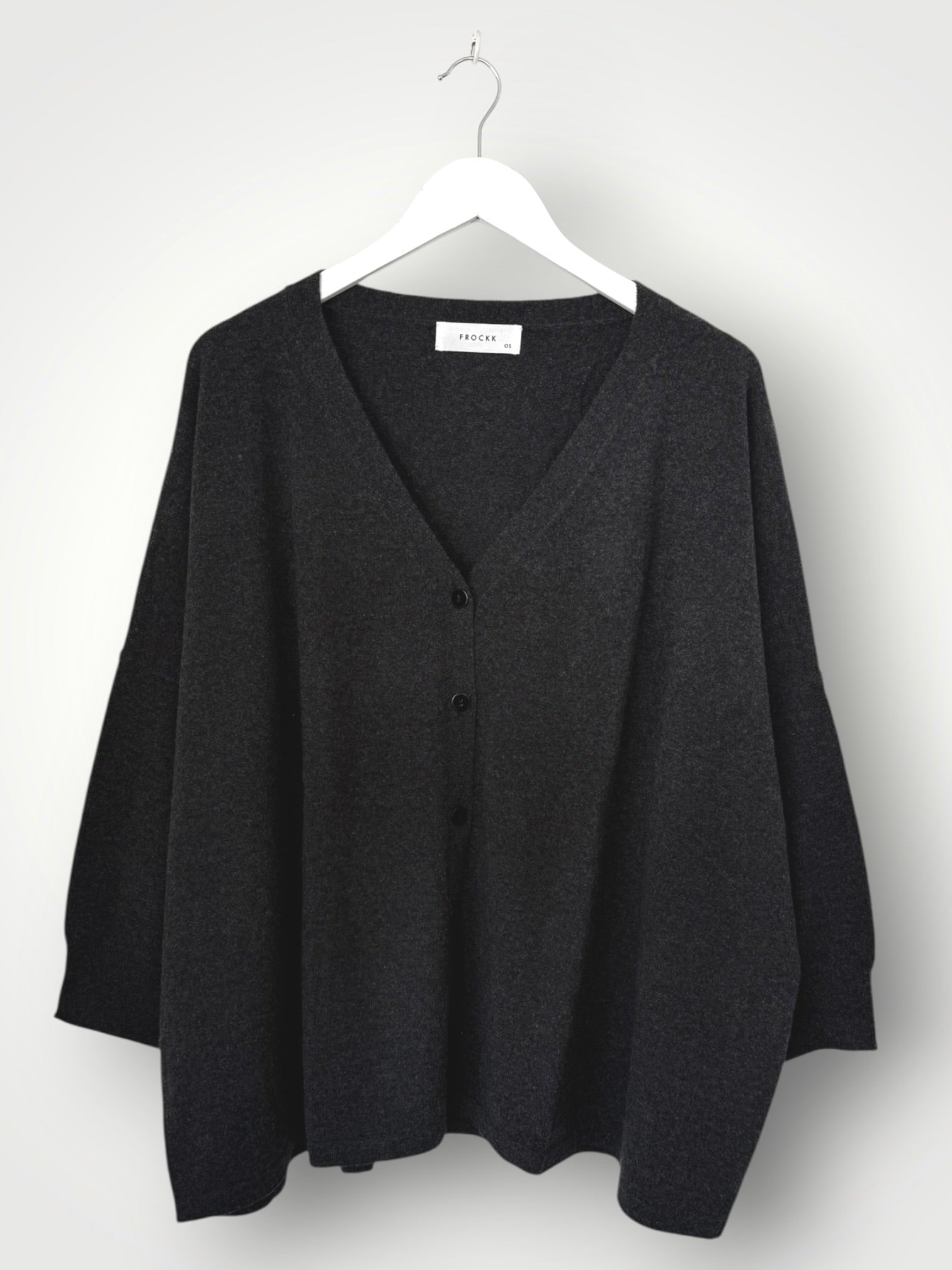 boyfriend cashmere cardigan -charcoal Apparel