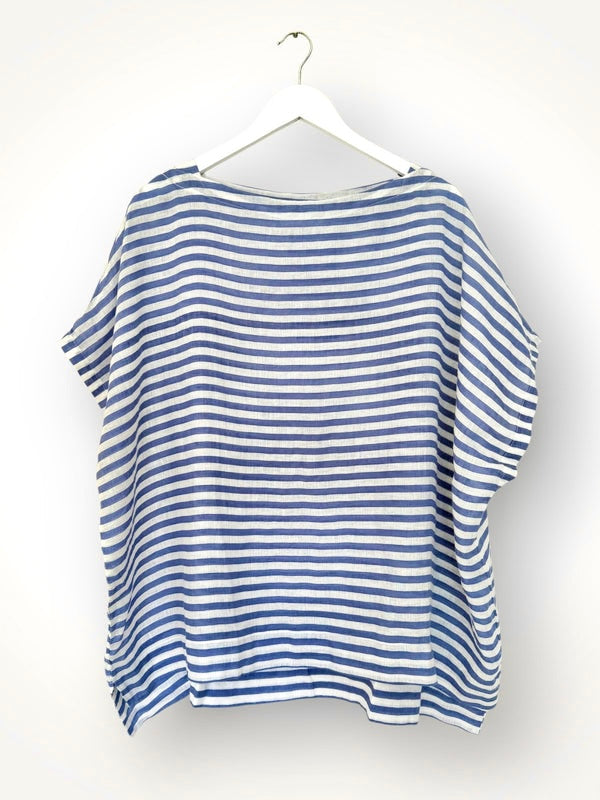 sammy top - cornflower stripe linen Apparel