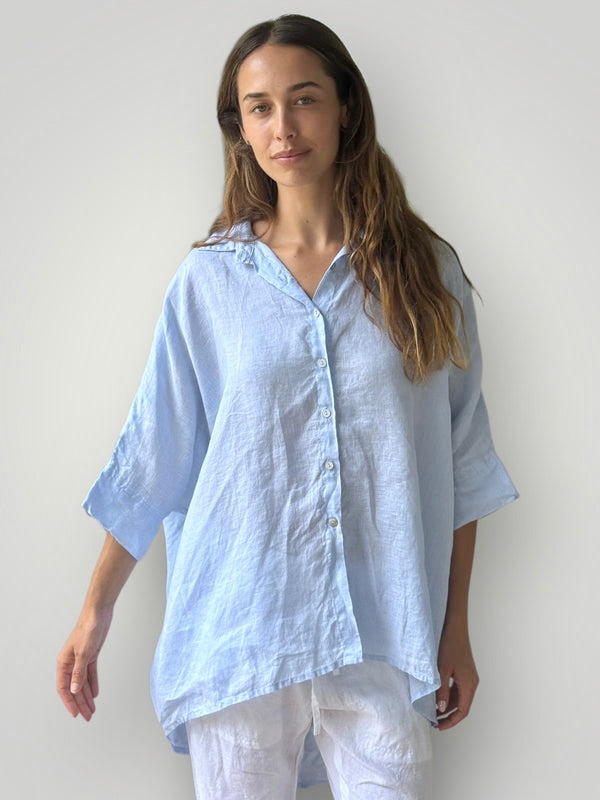 issey shirt - soft blue linen Apparel