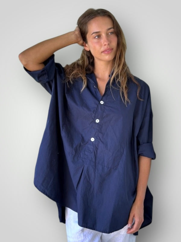 megan shirt - navy cotton Apparel