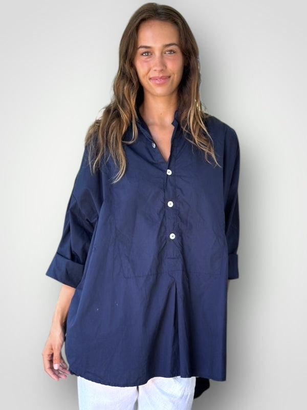 megan shirt - navy cotton Apparel